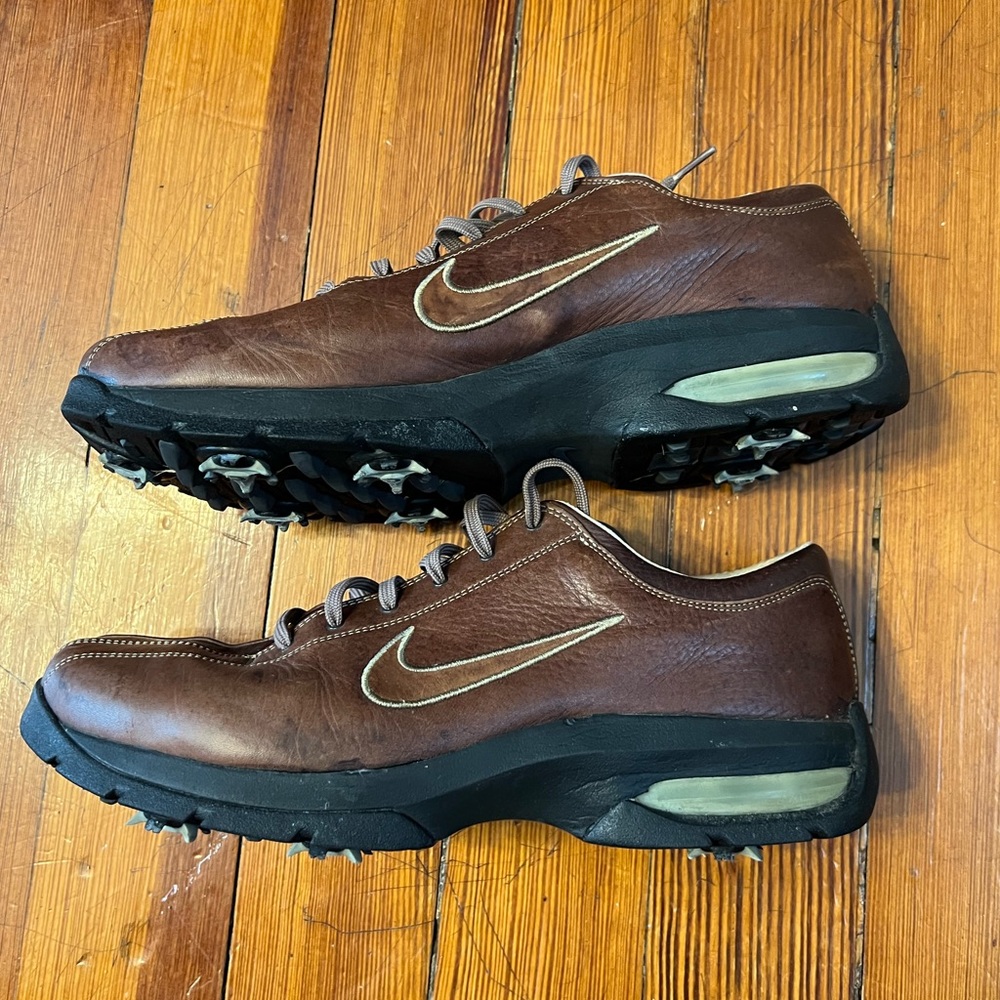 Nike Sport Performance Golf Shoes Men's Size 10 Brown Leather‎ 307414-222